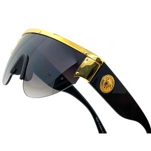 Shield Sunglasses Gold Accent Visor Style Fashion Sun Glasses Women Luxury Gafas